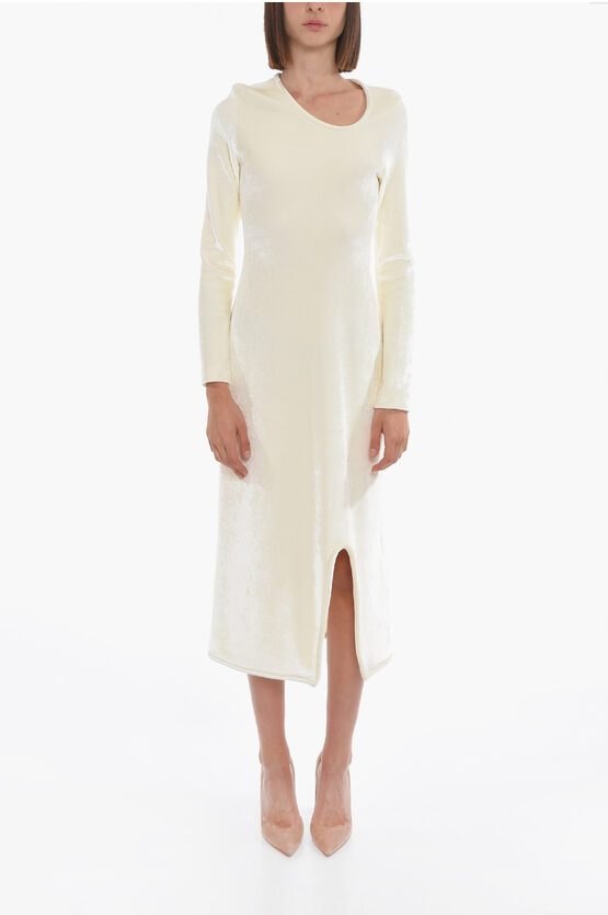Jil Sander Viscose Long Dress With Front Slit In White