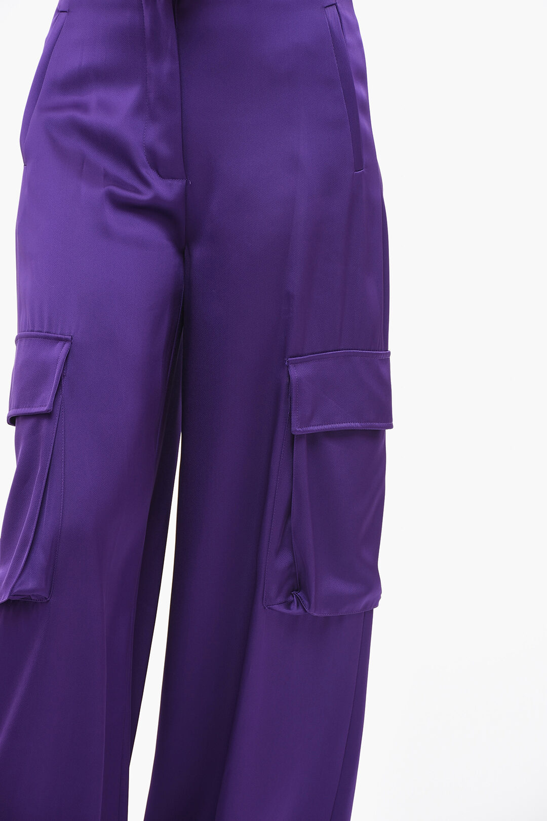 VERSACE★PURPLE SILK-VISCOSE BLEND CARGO TROUSERS Versace Viscose Palazzo Fit Cargo Pants women - Glamood Outlet