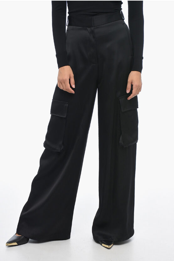 Shop Versace Viscose Palazzo Fit Cargo Pants