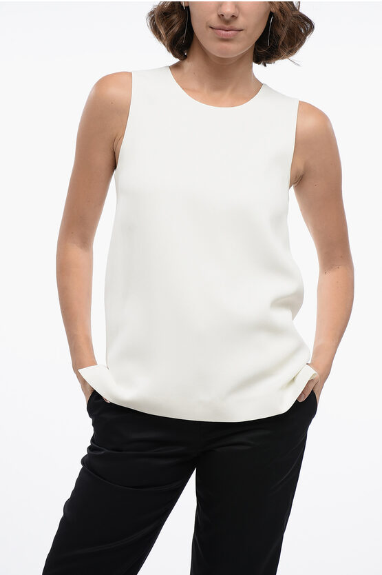 Jil Sander Crew-neck Sleeveless Top In White