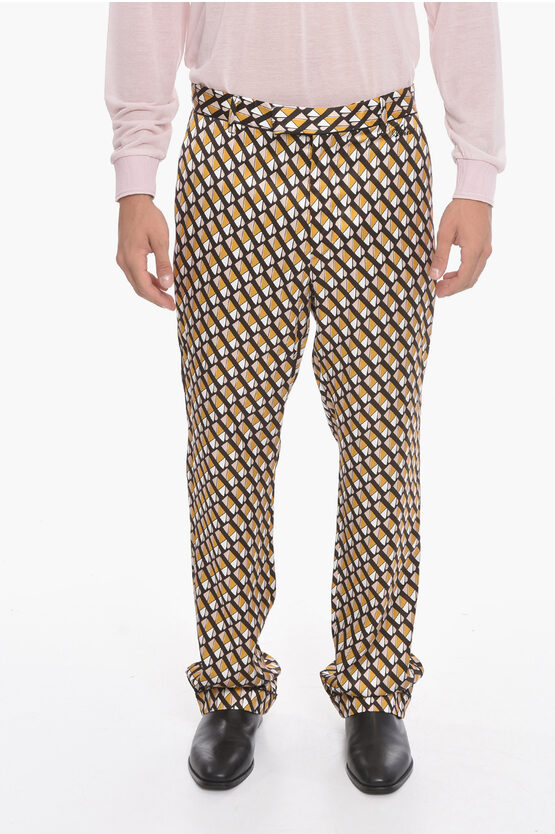 Amiri Viscose-satin Retro Pyjama Pants With Logo Embroidery In Multi