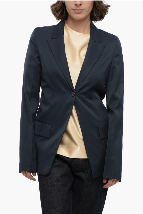 Jil Sander Viscose Slim Fit Blazer With Peak Lapel
