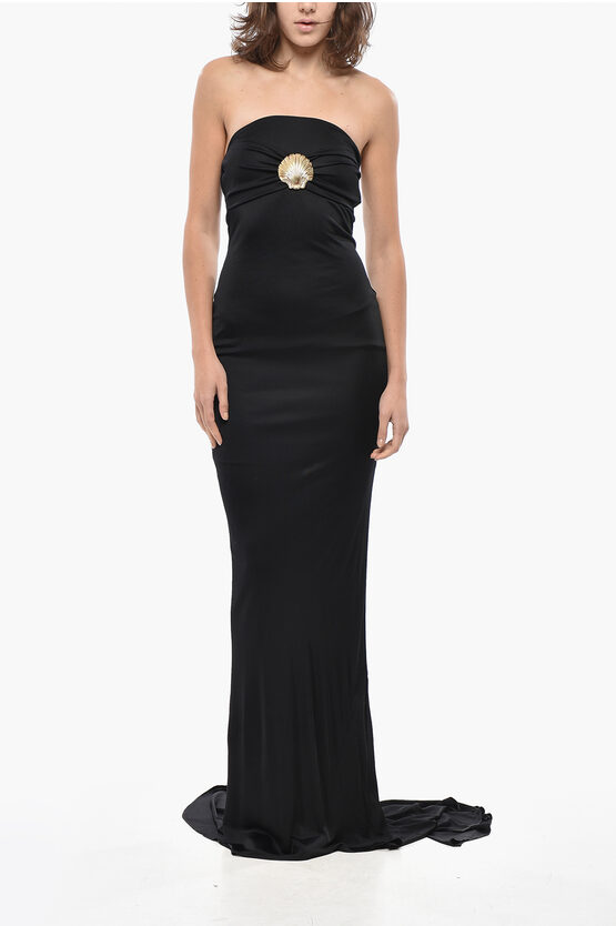 Giuseppe Di Morabito Viscose Strapless Maxidress In Black