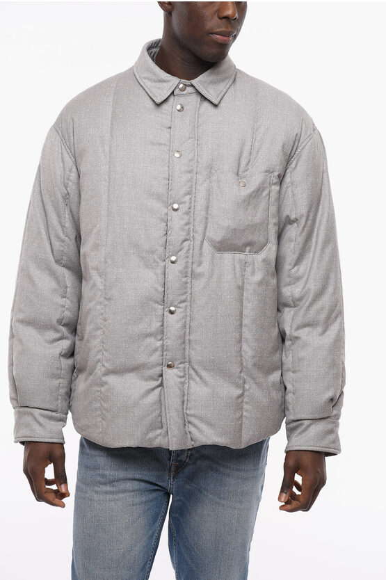 Vetements Vtmnts Asymmetric Puffer Jacket With Collar In Grey