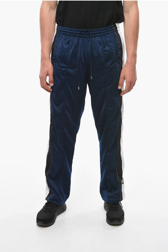 Vetements Vtmnts Contrasting Band Snap Jersey Sweatpants With Snap But In Blue