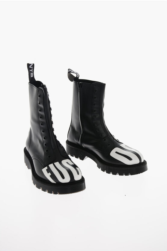 Vetements VTMNTS Laceless FUCK OFF Leather Combat Booties men