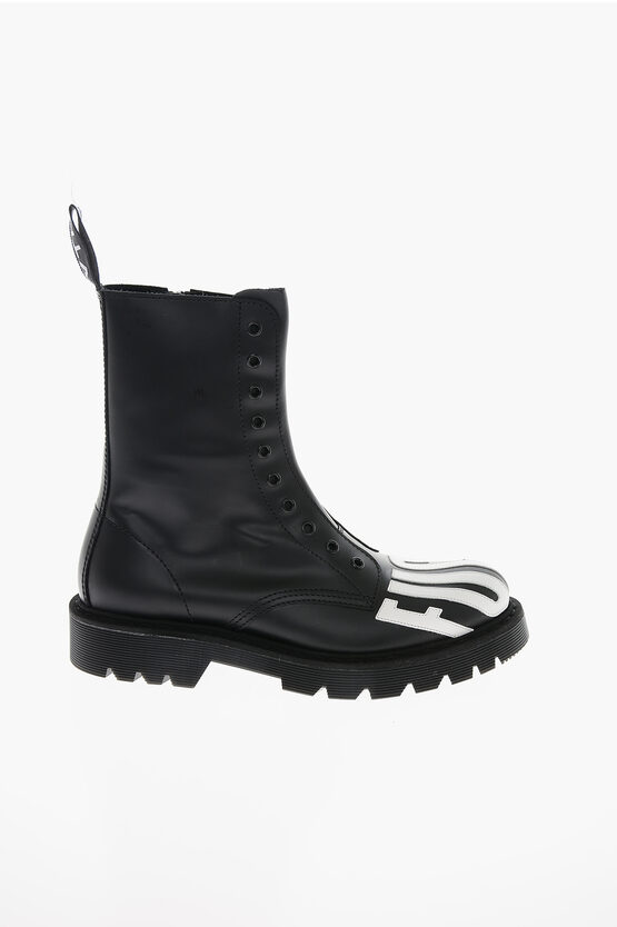 Vetements VTMNTS Laceless FUCK OFF Leather Combat Booties men