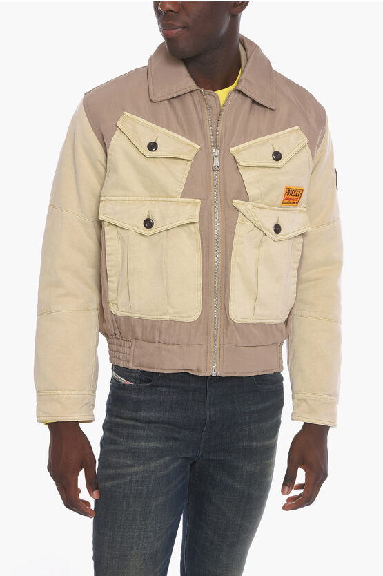 Diesel W-manfred Padded Jacket With Logo Patch In Multi