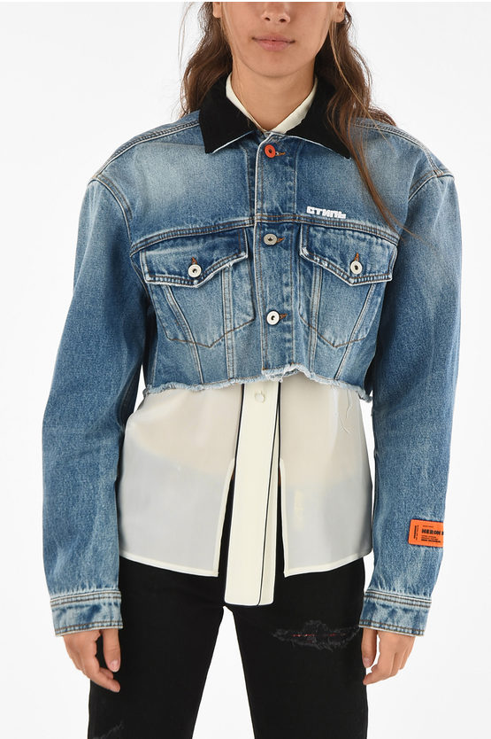 Heron Preston waist length denim jacket women Glamood Outlet