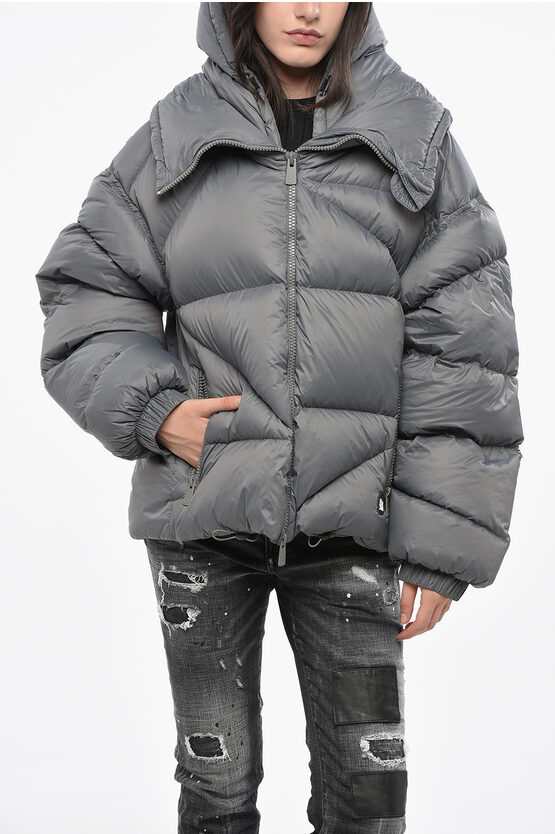 Bacon Waterproof Fabric Double B Down Jacket With Hood Grösse M In Gray