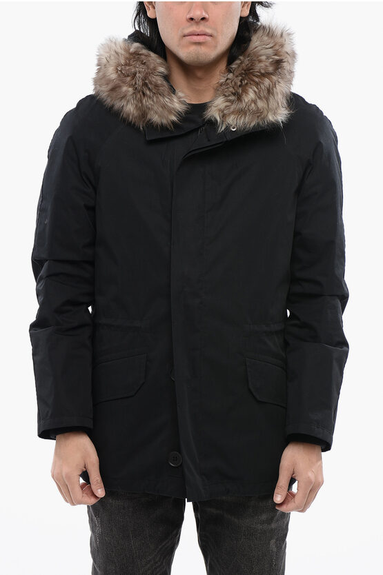 YVES SALOMON WATERPROOF PADDED JACKET WITH DETACHABLE REAL FUR TRIM