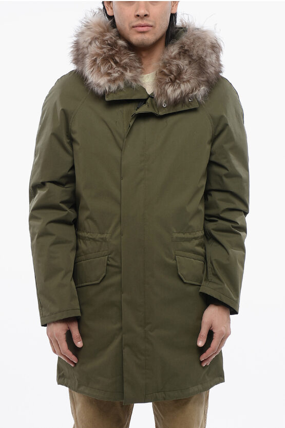YVES SALOMON WATERPROOF PARKA WITH DETACHABLE REAL FUR TRIM