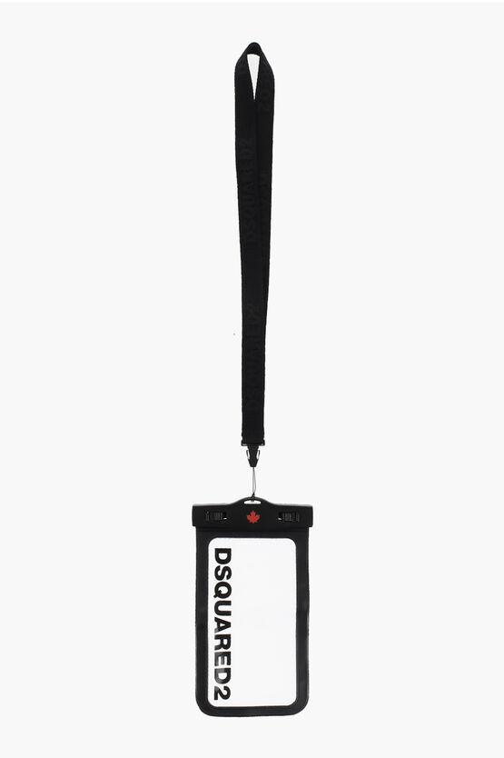 Dsquared2 Waterproof Phone Case With Lanyard In Black