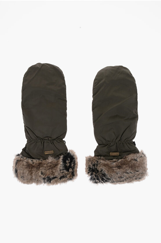 Shop Barbour Waterproof Primrose Mitten Gloves With Faux Fur Detail