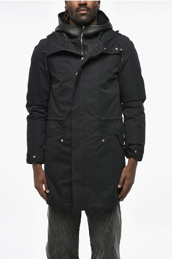 Yves Salomon Waterproof Technical Cotton Parka With Removable Inner Down In Black