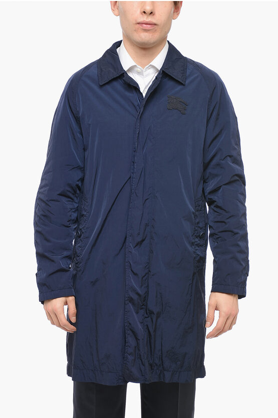 Burberry Waterproof Trench With Hidden Palcket In Blue