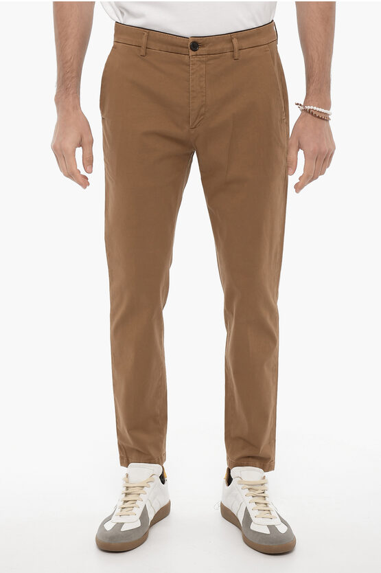 Department 5 Wave Motif Casual Trousers With Flap Pockets In Brown
