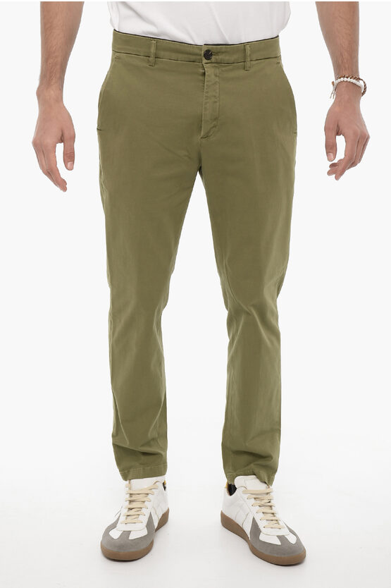 Department 5 Wave Motif Casual Trousers With Flap Pockets In Green