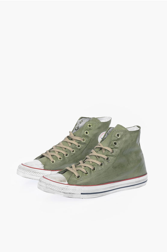 Converse Waxed Fabric Sneakers In Green