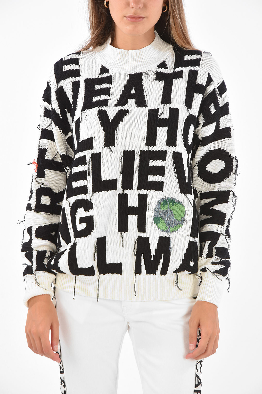 WE ARE THE WEATHER Distressed Cotton Pullover