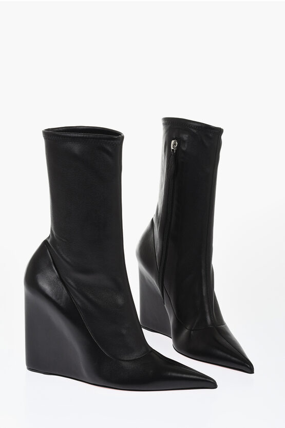 AMINA MUADDI WEDGE HEELED DANIELLE LEATHER BOOTIES 10CM