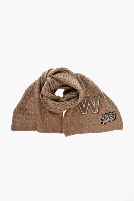 Max Mara Weekend Solid Color Virgin Wool Bardies Scarf In Brown