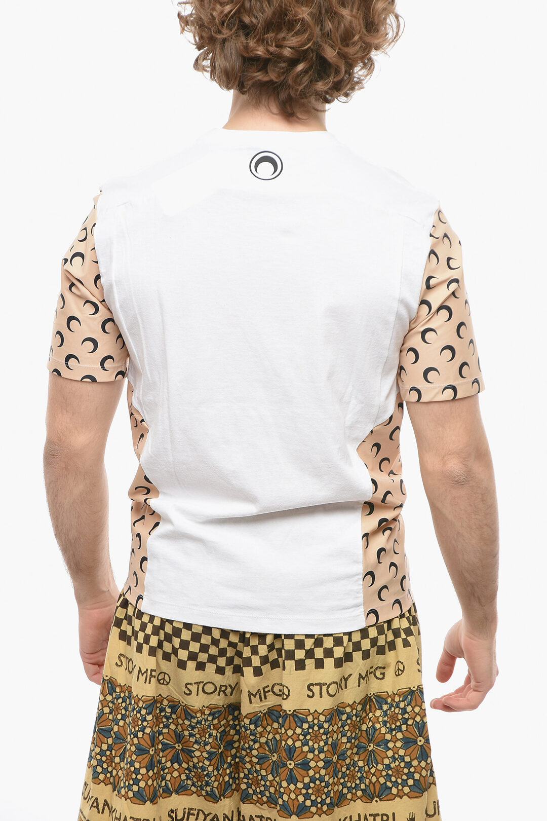 Marine Serre WHITE LINE Moon Bands Graphic Crew-Neck T-shirt men