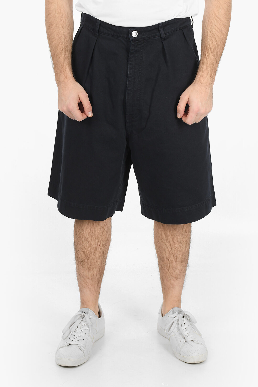 Raf Simons Wide Fit Double Pleated Denim Shorts men - Glamood Outlet
