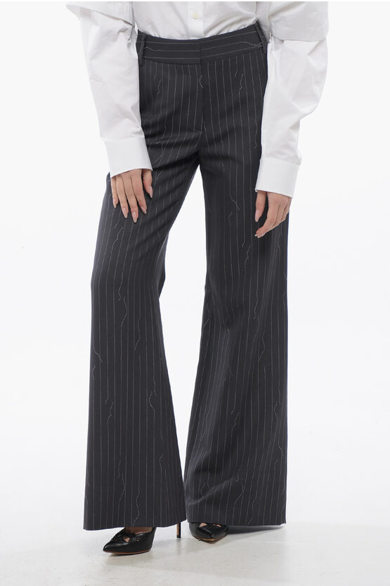 Off-white Wide-fit Forged Iron Pinstriped Pants