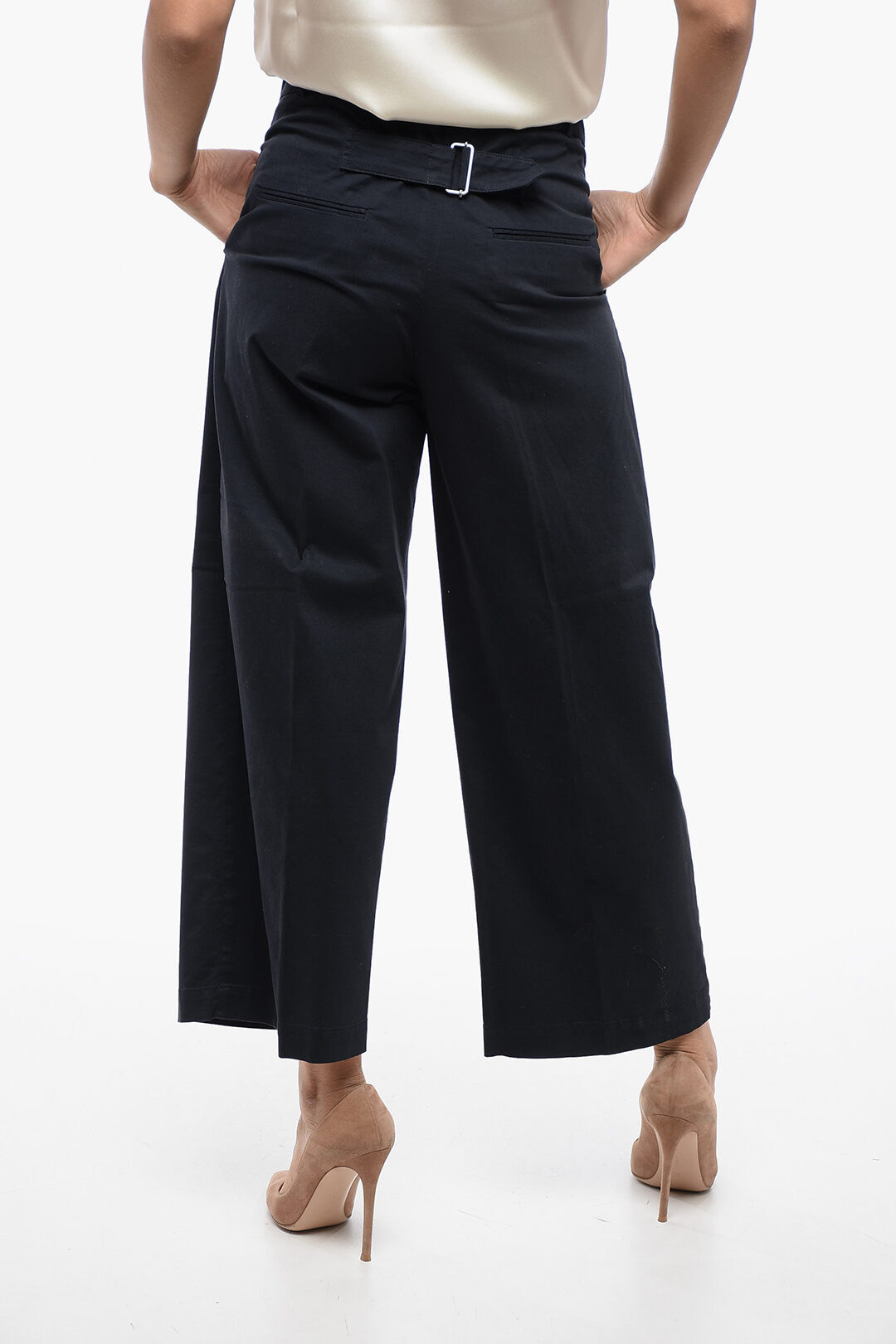 パンツ FABIANA FILIPPI FW25 WIDE PANTS (PAD215F353 D6201269) Fabiana Filippi Wide-Leg Cropped Pants with Half Belt women