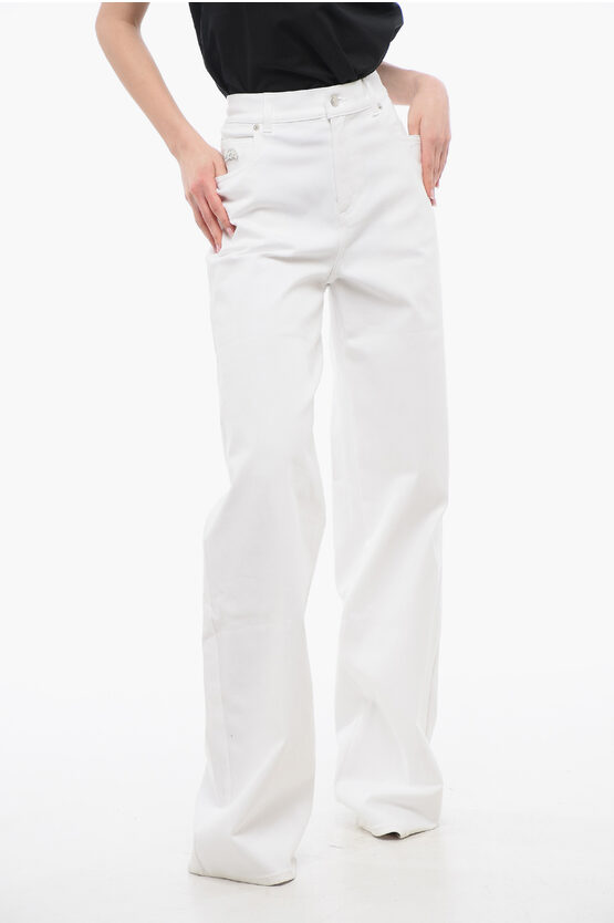 Alexander Mcqueen Wide-leg Denims With Metal Logo
