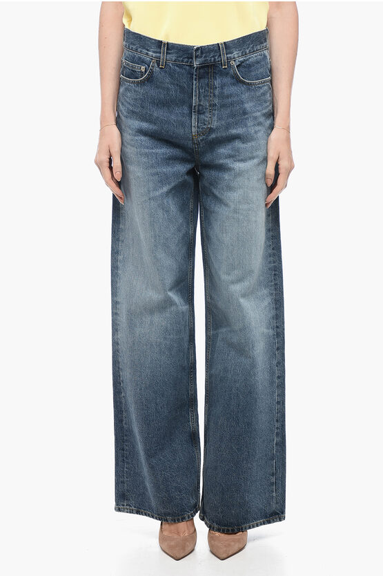 Shop Dior Wide-leg Denims With Stone Wash Effect 30cm