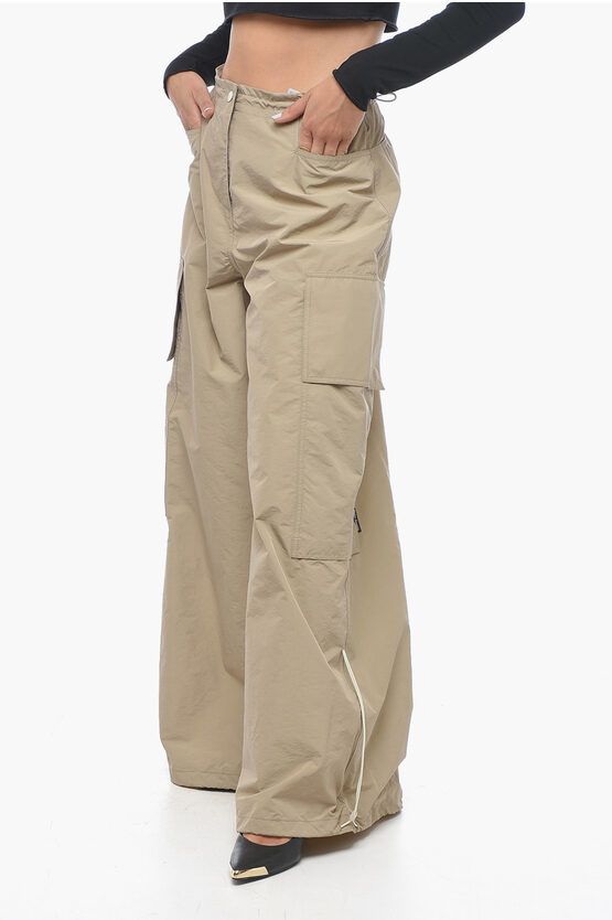 Shop Palm Angels Wide Leg Fit Parachute Cargo Pants