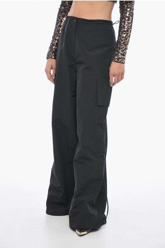 Shop Palm Angels Wide Leg Fit Parachute Cargo Pants