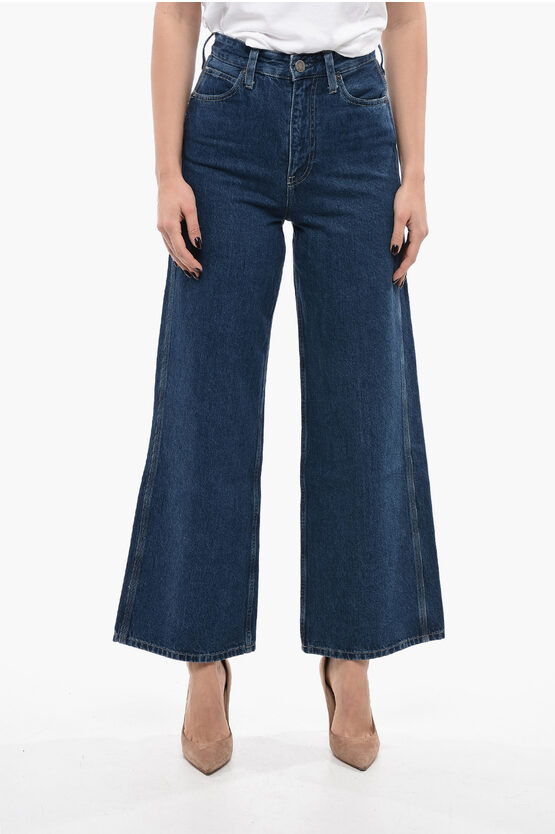 Calvin Klein Wide Leg High Rise Jeans 29cm In Brown