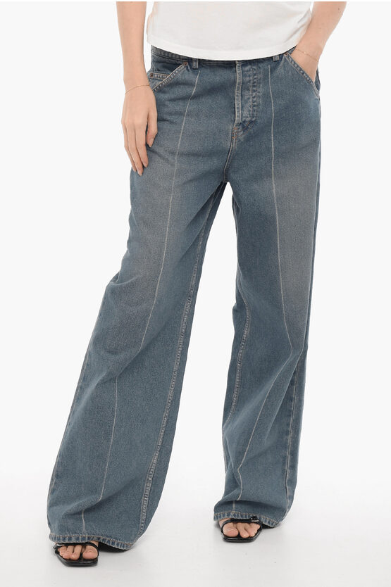 Paterson Wide Leg Jeans With Visible Stiching 30cm