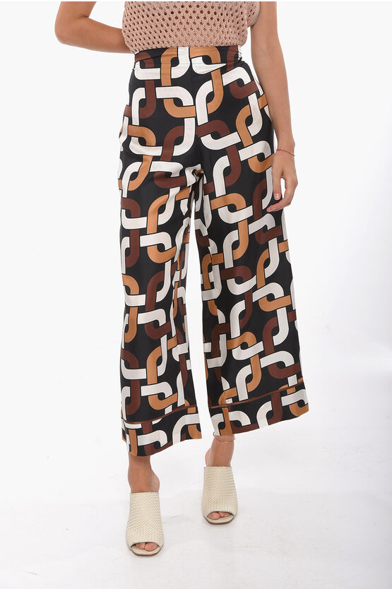 Altea Wide Leg Page Trousers With Retró Print In Black