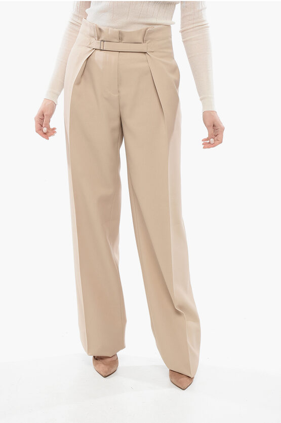 SUPER BLOND WIDE LEG PANTS WITH BUCKLE