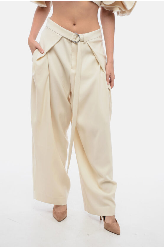 Ami Alexandre Mattiussi Wide-leg Pants With Pleated Effect Belt