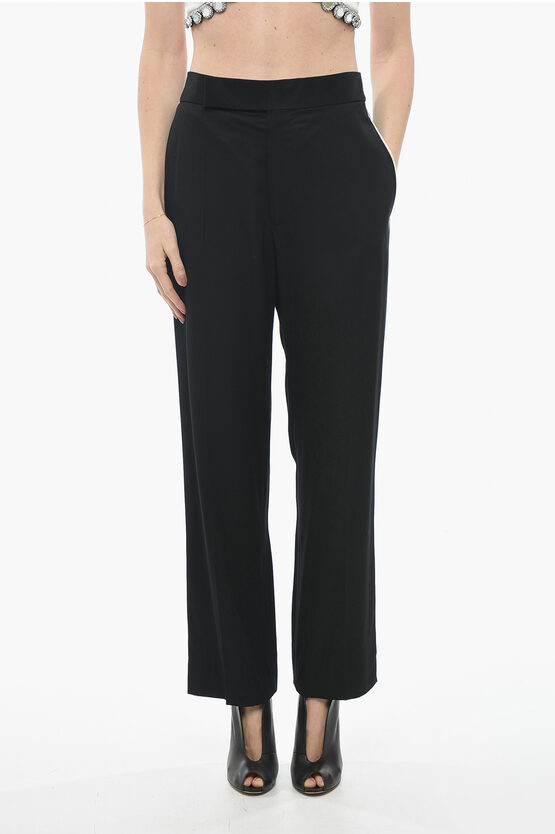 Haider Ackermann Wide Leg Trousers With Side Contrasting Bands In Black