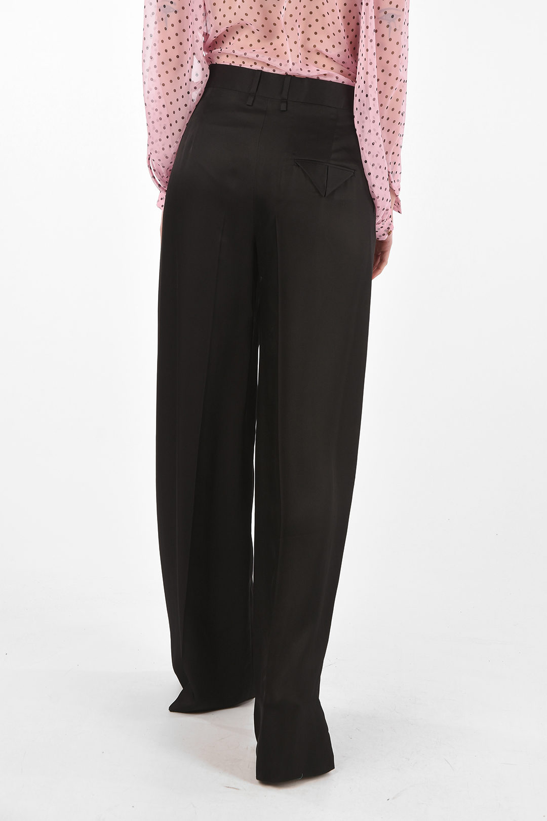 パンツ BOTTEGA VENETA SS23 WIDE LEG PANTS (729372_VA5Y09068) Wool and cotton-blend wide-leg pants in brown - Bottega