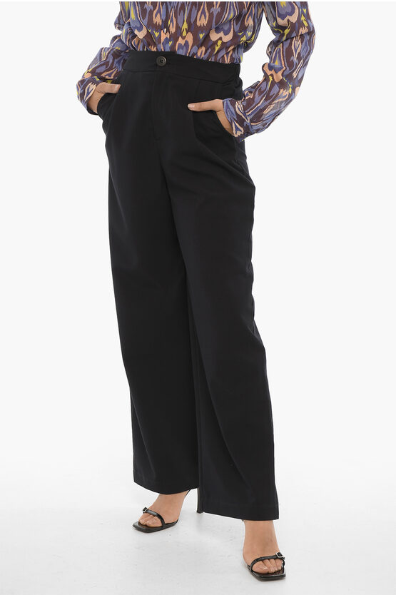 Shop Oblo Unique Wide Leg Stretch Fabric Single-pleat Pants