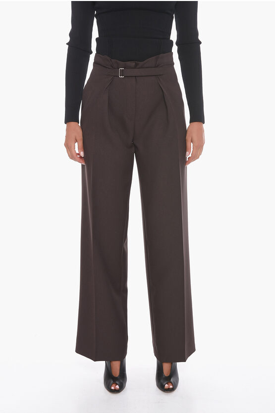 Super Blond Wide-leg Trousers With Velcro Fastening In Black