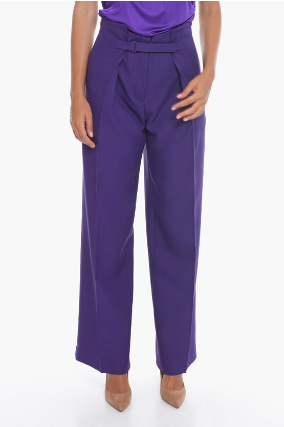 Super Blond Wide-leg Trousers With Velcro Fastening In Purple
