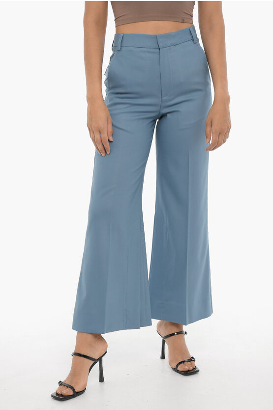 Eudon Choi Wide Leg Wool Pants With Ankle Slit