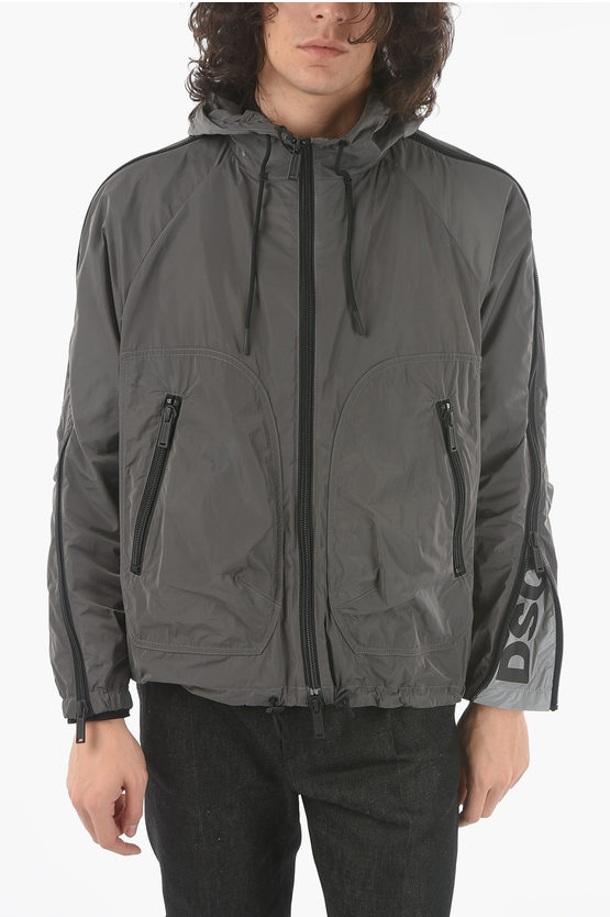 Dsquared2 Windbreaker With Logo On The Sleeve In Gray