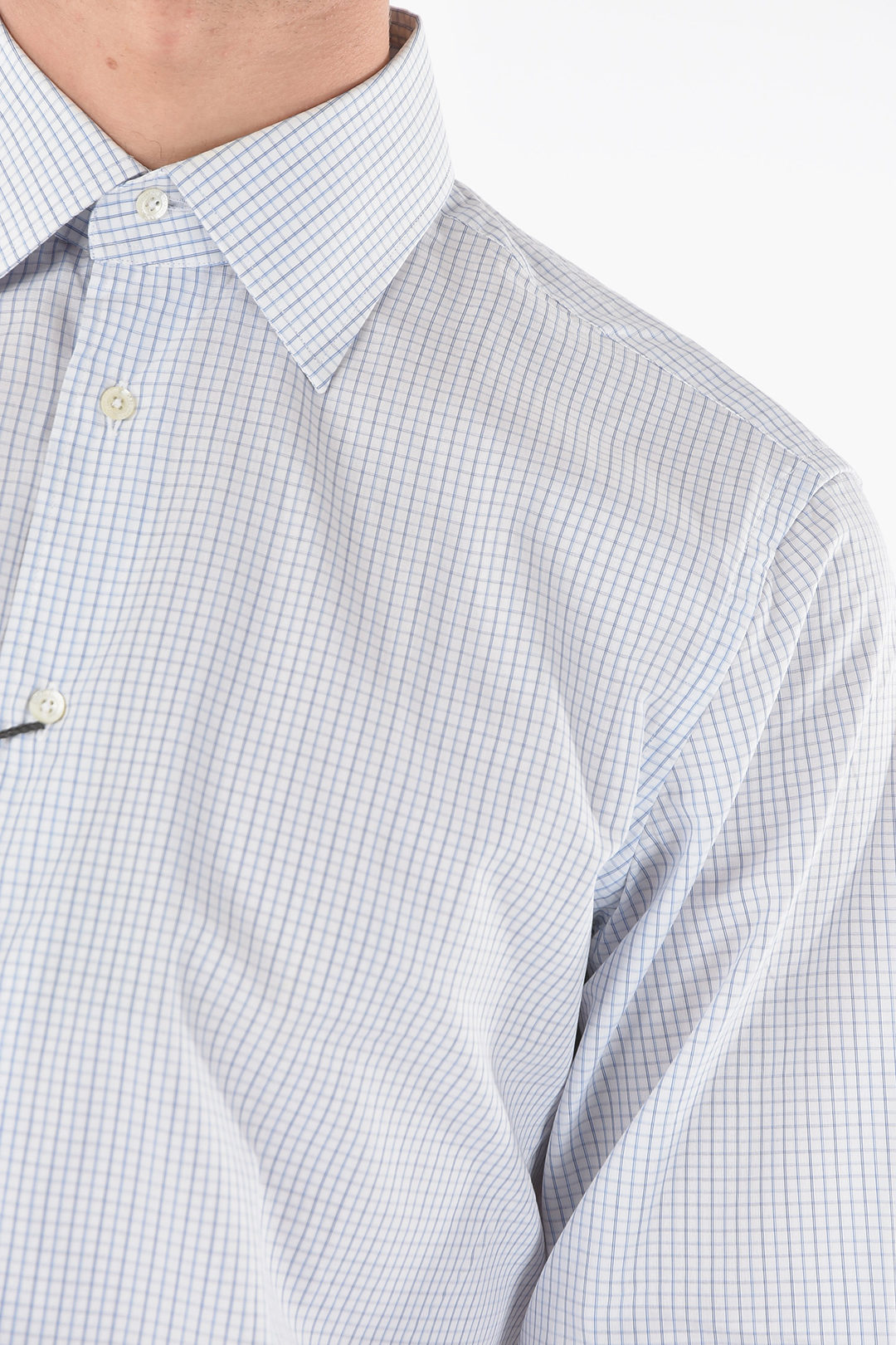 Corneliani Windowpane Check Spread Collar Shirt men Glamood Outlet