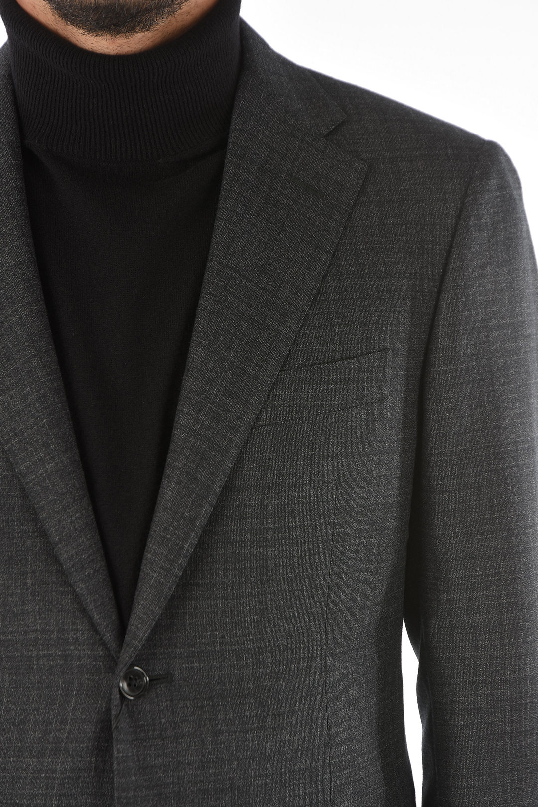 VALENTINO Size 43 Regular Grey Charcoal Virgin Wool Notch Lapel Suit main image 0