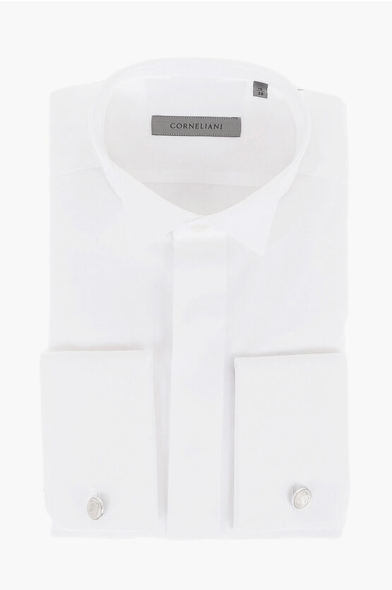 Corneliani Wing Tip Collar Twill Cotton Shirt