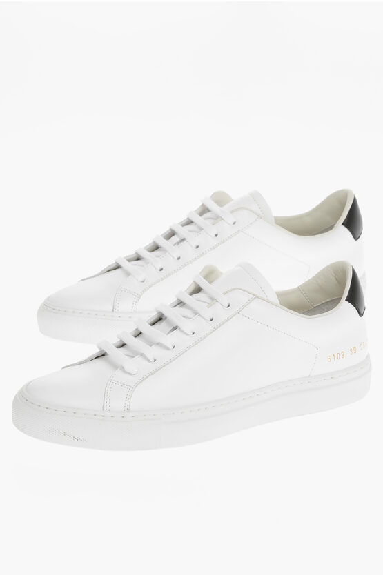 Shop Common Projects Woman Leather Low-top Sneakers With Contrast Detail